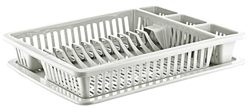 Best House Dish Drainer Rack Large Plastic Dish Drainer Plate Cutlery Cup Holder with Drip Tray, Cutlery Rack Kitchen Sink Utensil, Food-Grade BPA-Free - Kitchen Organizer (White, Pack of 1)