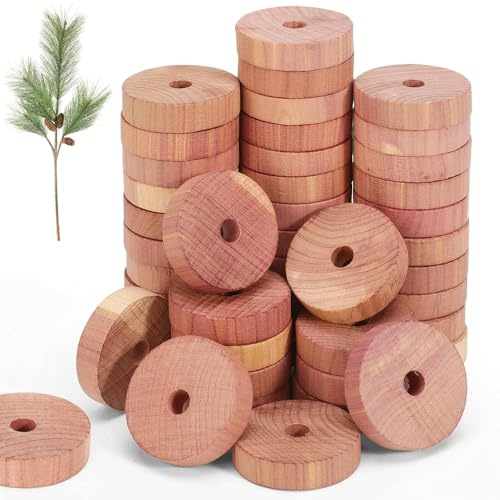 Cedar Blocks, 24 Pcs Cedar Wood Rings, Cedar Wood Blocks Cedar Moth Repellent Moth Repellent Cedar Rings for Clothes Wardrobe Drawer Shoe Cabinets Car Interiors & Kitchen Freshener