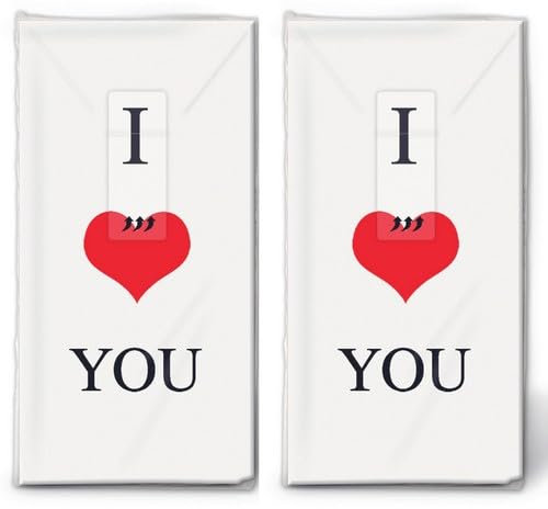 20 einzelne Taschentücher Hochzeit I love you. 2 Packungen mit 10 einzelnen Papiertaschentücher bedruckt als Geschenk.