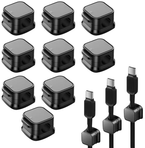9 Pièce Clips Cable,Magnetic Cable Clips,Accroche Cable,Clips Cable Adhesif,Cable Clips,Support Cable,Pince Cable,Accroche Cable Adhésif,pour Câble de Chargement,HDMI,USB,Câble Audio(Noir)