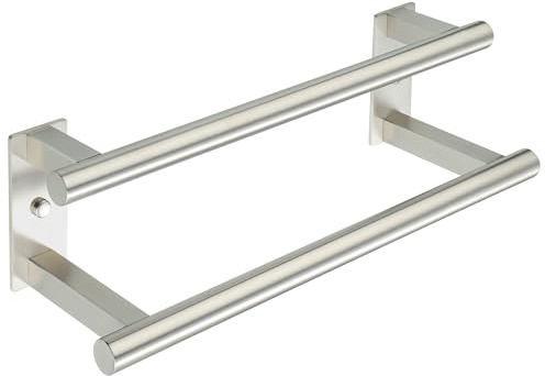 Mooche Brushed Towel Rail Wall Mounted, Bathroom Towel Holder Double Towel Rack for Bathroom, SUS304 Stainless Steel 400MM Towel Shelf Double Towel Bars for Hotel,Kitchen,Drawing Room,Toilet