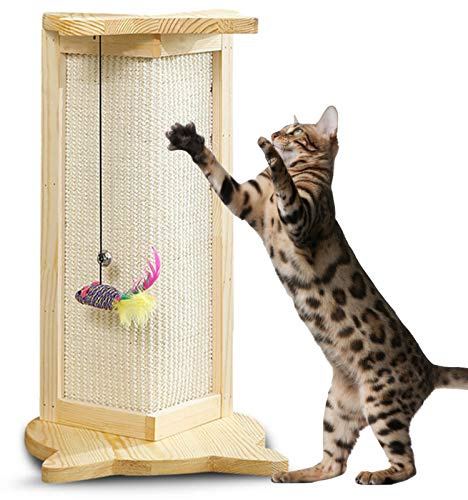 Colonne à gratter murale pour chat, coin de canapé, protection de meubles, en bois robuste en sisal naturel, anti-suspension, colonne à gratter peu encombrante