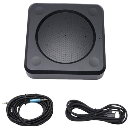 Yanmis Altavoz USB, Micrófono de la Conferencia para la Oficina en Casa, Micrófono de PC Omnidireccional Voice 10m para Videoconferencia, Clase en Línea, Reducción de Ruido, Enchufe y