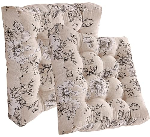 Cojines Cuadrados para Sillas de Comedor 45 X 45/40 X 40/50 X 50/60 X 60 cm para Cojines de Silla Cojines de Suelo para Interior Exterior Jardín Patio (Q14 2 Piezas 60 X 60 cm/23,6 X 23,6 Pulgadas)