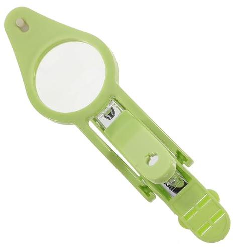 NOLITOY Cortaúñas para Ñiño Luz y Lupa, Herramienta Segura Metálica Verde, Cuidado Uñas Recién Nacido, Protección contra Arañazos y Uso Infantil