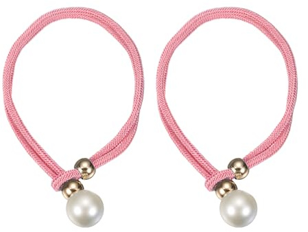 PATIKIL Sujetadores De Cortinas De Perlas, 2 Paquetes Sujetadores Decorativos De Perlas con Anillos Y Cuerdas para Cortinas, Rosa