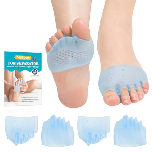 TASZOOS Toe Separators & Metatarsal Pads for Women & Men – 4 Pcs Toe Spacers, Gel Ball of Foot Cushions for Pain Relief, Metatarsalgia, Morton’s Neuroma, Comfortable for Walking, Running (One Size)