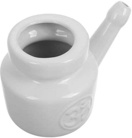 DECOMELODY Ceramic Nasal Rinse Bottle 350Ml Sinus Wash Device for Nasal Irrigation, White Nose Cleaner Suitable for Yoga and Daily Sinus Care