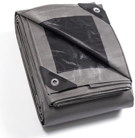 GUARD SHIELD Tarpaulin Waterproof Heavy Duty Silver/Black 3m x 4m Tarp with Eyelets UV Resistant Multipurpose for Outdoor 160g/m²