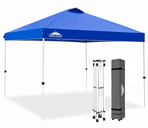 EAGLE PEAK 3m x 3m Pop Up Canopy Tent Instant Outdoor Canopy Straight Leg Shelter (Blue)