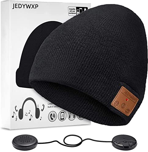 ZRUHIG Cappello Bluetooth Beanie con Musica, Cappellino da Corsa in Maglia da Uomo con Altoparlanti Stereo, Cappelli Wireless Unisex aggiornati, Unici per Donne, Uomini (Nero01)