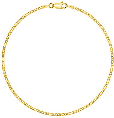PLANETYER - 18K gult guldpläterad 925 sterling silver platt marin marin kedja fotkedja fotkedja bredd: 1,8 mm, Gult guld