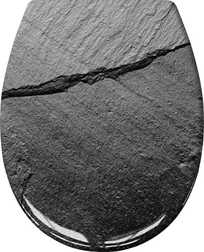 Kleine Wolke WC-Sitz Slate mit Absenkautomatik, Farbe: Schiefer, Material: Duroplast, Größe: 37x 45 cm