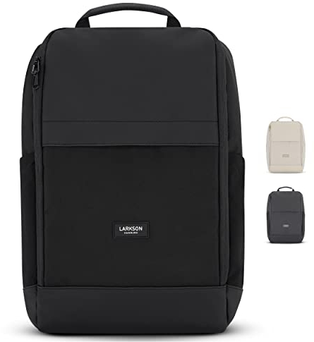 LARKSON Laptop Rucksack Herren & Damen Schwarz - Niklas - Notebook Backpack für Business Arbeit Uni - 16 Zoll Laptoprucksack für Reise Handgepäck - Wasserabweisend