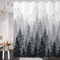 GCIREC Schwarz und Weiß Misty Forest Duschvorhang, Kiefer Nebel Wald Berg Wald Natur Badezimmer Vorhang Home Decor Wasserdichtes Gewebe Maschine Waschbar mit 12 PCS Haken,180x200cm