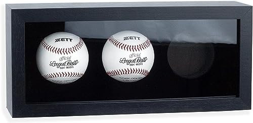 Umidex Baseball-Vitrine für Bälle, Holzkoffer mit Acryl-Staub-UV-Abdeckung, Wandhalterung und freistehende Schattenbox für Baseball-Sammler, Erinnerungsstücke, Autogrammbälle