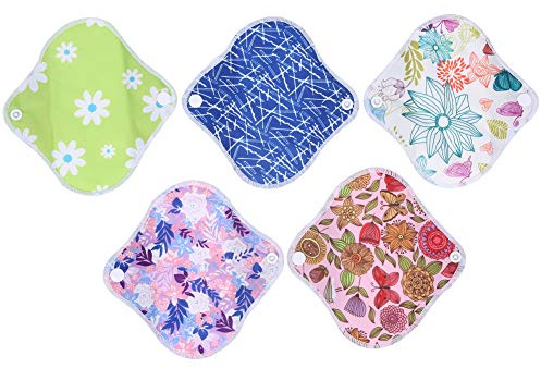 5 Assorbenti in Tessuto, Assorbenti Igienici Lavabili, Assorbenti Mestruali in Bambù Riutilizzabili, Assorbenti in Tessuto Femminile per Donne Adolescenti, S(A-Multicolore)