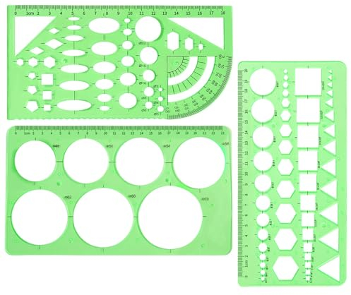Kreisschablone zum Zeichnen Lochschablone Kreisschablone Technisches Zeichnen Kunststoff Zeichenschablonen zum Messen Entwerfe-3 Stück