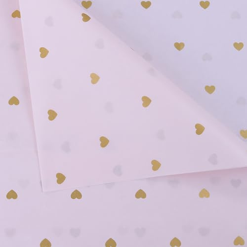 Lot de 28 feuilles de papier cadeau en forme de cœur et de fleur, papier de soie pour bouquet de fleuriste, fournitures pour la Saint-Valentin, un anniversaire, rose doré
