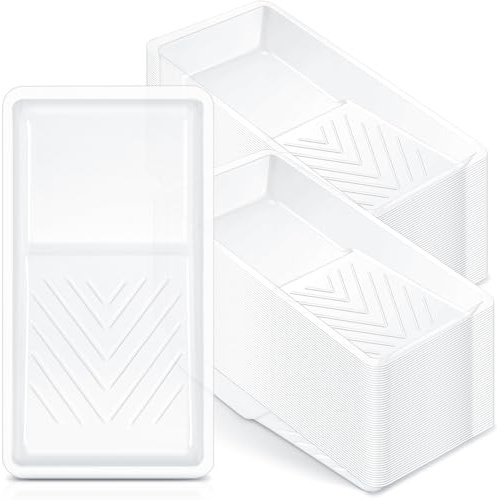 Geelin 120 Pcs Paint Tray Liner 4 Inch Small Paint Tray Paint Pan Liners Mini Paint Liners Disposable Paint Roller Tray with Deep Paint Pocket and Textured Ridge Compatible with Most 4 Paint Rollers