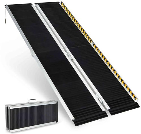 TANGZON 3FT/ 4FT/ 5FT/ 6FT Long Wheelchair Ramp, Portable Aluminium Threshold Ramp with Transition Plate, Telescopic Mobility Scooter Ramps for Home Front Door Stair Steps (6FT)