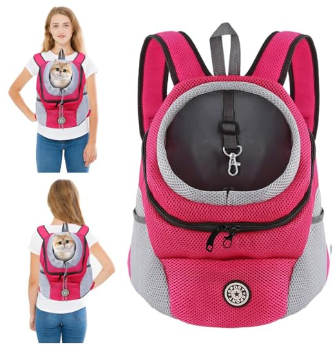 PETCUTE Mochila para Perros y Gatos,Transpirable,Mochila Transportadora para Perros con Correa de Seguridad,Mochilas Ajustable para Mascotas con Fondo Impermeable,Correa Acolchada para el Hombro