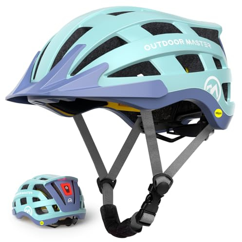 OutdoorMaster Gem II MIPS Bike Helmet with Light - Lightweight Cycling Helmet,Mountain Road Bicycle Helmet for Youth & Adult