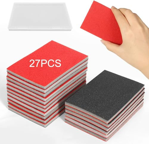 Shineboc éPonges Abrasive, 27 éPonges de PonçAge Grain P180-P3000, Bloc de PonçAge éPonge de PonçAge à l'eau Pads de PonçAge à l'eau pour Bois Construction à Sec MéTal Peinture