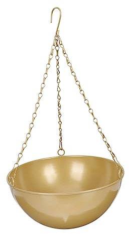 BESPORTBLE Schmiedeeiserner Hängekorb Blumentopf Anlage Garten hängende töpfe Geländer Pflanzkisten umhängelampe Hanging lamp grüne Pflanzen hängender Topf dekorativer Blumentopf Eisen Golden
