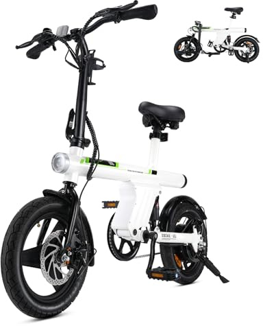 Finbike U1 Electric Bike for Adult/Teens,14 Folding Electric Bicycle with LCD Display,25KM/H & 45KM Range,4H Fast Charge,4 Riding Modes,Rear Shock Absorber,120KG Capacity,Compact Foldable Ebike