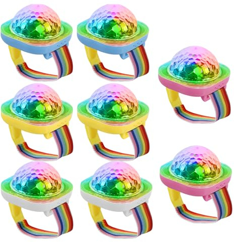 Braccialetto luminoso a sfera per feste, 8 pezzi, orologio da polso a LED con luce da palco, 5 modalità dinamiche, controllo vocale, braccialetto da ballo, lampada da atmosfera stellata, ricaricabile