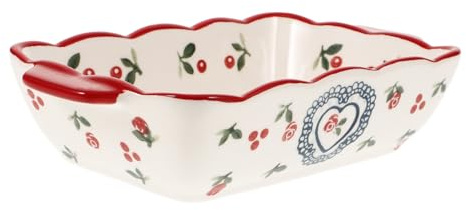 Gatuida Plat à Four Céramique Rectangulaire avec Double Anse à Haute Température pour Cuisson Maison et