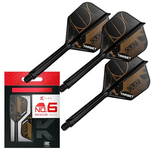 Target Darts K-Flex Cult Ailes et tiges de Fléchettes, N° 6 (Moyen, 33mm) | Lot de 3 Système Intégré d'ailes et de Tiges Kflex, Moulée Tout-en-Un Tige | Accessoires Professionnels Fléchettes