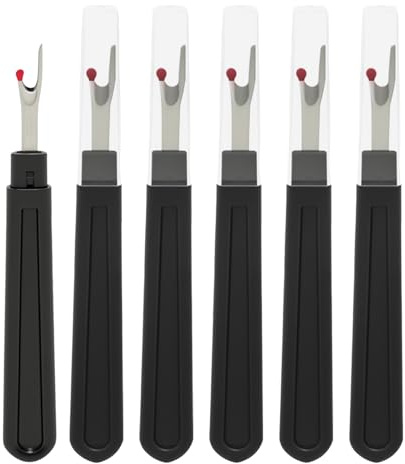 UOCAI 6 PCS Großer Nahttrenner für Nähprojekte Profi Nahttrenner schwarz, Ergonomischer Handgriff, Nahttrenner mit Schutzkappe,langlebiges Nähzubehör Set, tragbarer Auftrenner für Nähte