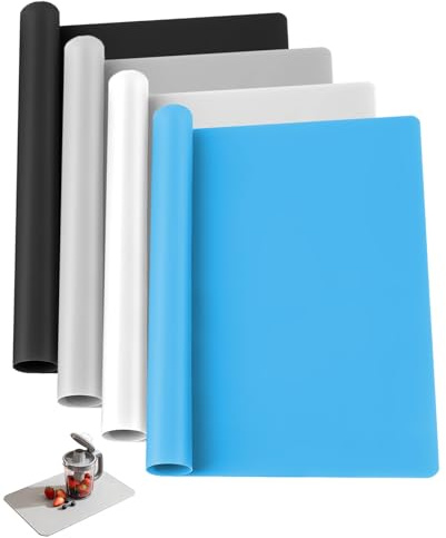 Ninnyi 4 Pcs Silicone Mat, 30x40cm/11.81x15.74in Large Silicone Craft Mats for Worktops, Dining Table, Counter