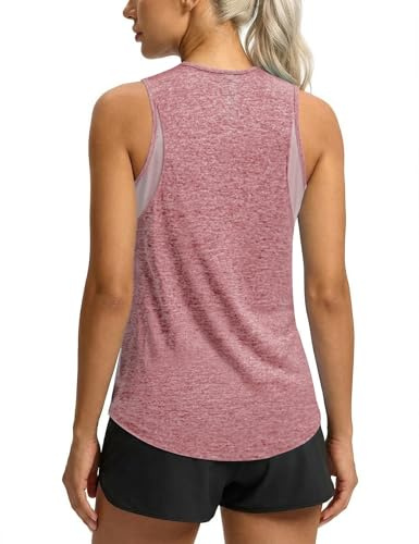 Wayleb Camiseta Deportiva Mujer de Tirantes sin Mangas Ligera y Fresca con Malla Transpirable para Running Fitness Yoga