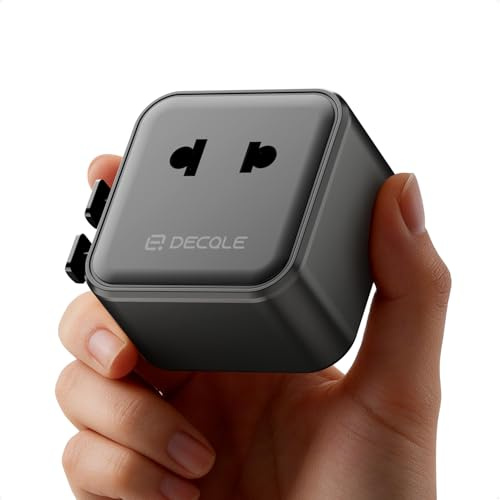 decqle “Air” Universell Reseadapter 2500W Max Travel Adapter Worldwide | Internationell Reseadapter, INGEN Spänningsomvandlare, för Tyskland, USA, England, Australien & 200+ Länder (Svart)