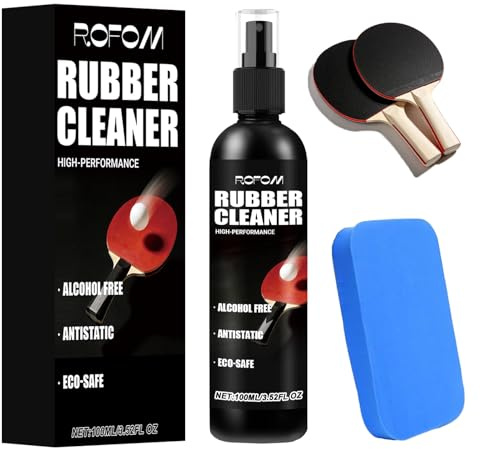 ROFOM Table Tennis Bat Cleaner | Table Tennis Rubber Cleaner Kit, Sponge Included, Eliminate Dirt Dust, Restore Tackiness, Make Rubber Last Much Longer