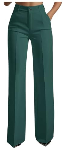 Pantalones de vestir para mujer, de moda, cintura alta, elásticos, pantalones de trabajo, informales, de pierna recta, con bolsillos