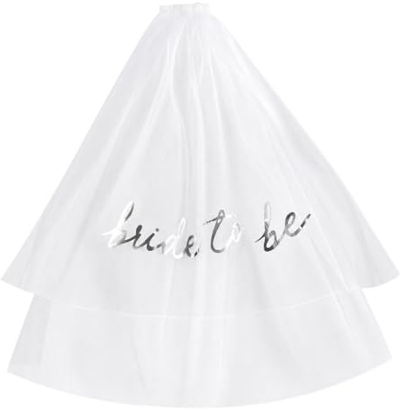 Bride to Be Veil with Comb, Double-Layer Pearl Bridal Wedding Veil, White Hen Party Veil Accessories for Bachelorette Party, Bridal Shower, Engagement Decorations