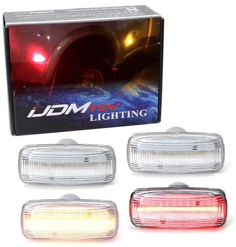 iJDMTOY Clear Lens Amber/Red Full LED Trunk Bed Marker Lights Set Compatible with 2010-18 Dodge RAM 2500HD 3500HD Truck Double Wheel Side Fenders, Powered by Total 48 LED