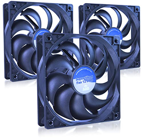 AABCOOLING Super Silent Fan 12 Pro - Silent and Efficient 120mm Fan with 4 Anti-vibration Pads, Quiet Fan, Silent Fan, CPU Cooler, 12V - Value Pack 3 Pieces 13.9 dB(A), 53 CFM, 1200 RPM