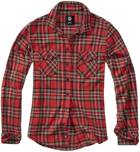 Brandit Amy Tartan Flannel Checkshirt Donna Camicia in Flanella Rosso/Nero M 100% Cotone Regular