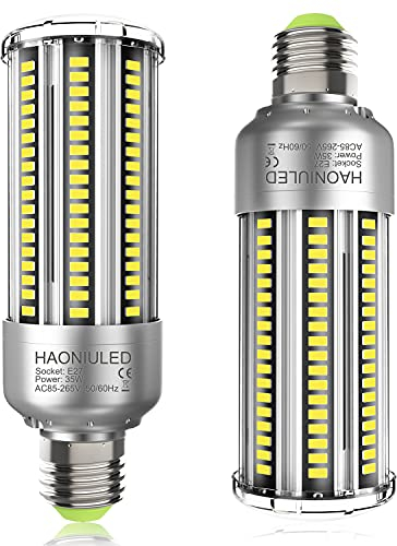 HAONIULED Lampadina LED E27 35W Luce Bianca Fredda 6500K 4000LM Lampadine Mais Led E27 Equivalenti a 300W Incandescenza, Lampadine E27 Led Pannocchia Lampada Lampadina Non Dimmerabile - 2 Pezzi