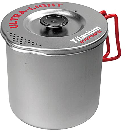 Evernew Titanium Lightweight Pasta Camping Pot with Strainer Lid, 1000, Medium