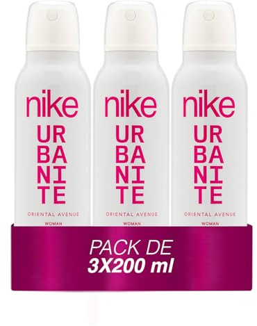 NIKE - Oriental Avenue Pack de 3 x 200 ml, Desodorante Mujer Spray, Desodorante Antimanchas para Todo Tipo de Piel, 0% Sales de Aluminio, de Larga Duración, Fragancia Gourmand Oriental
