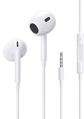 Kopfhörer Earphones Stereo 3.5mm Jack Kopfhörer Earphones kompatibel mit iPhones 6 6Plus 6S 6S Plus iPods ipads Huawei samsang Weiß