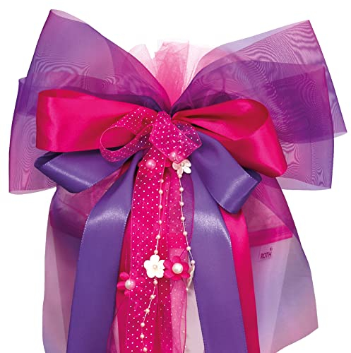 ROTH XXL Schultütenschleife Purple Blooming - fertig gebunden ca. 63 x 32 cm - Schulanfang-Schleife