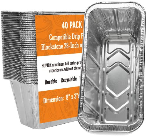 NUPICK 40 Pack Grease Cup Liners for Blackstone 17/28/36 Griddle, Drip Pan Liners for Blackstone 5017, Disposable Aluminum Foil Drip Pan Liner