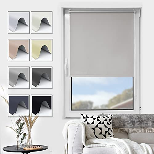 Grandekor Verdunkelungsrollo Klemmfix ohne Bohren Hellgrau 45x120cm(BxH),Verdunklungsrollo Fensterrollo Rollo Seitenzugrollo Klemmrollo für Fenster & Tür